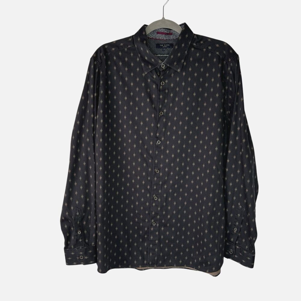 Ted Baker London Shirt Men’s 6 XXL 45” Chest Blue Cotton Button Up Flip Cuff